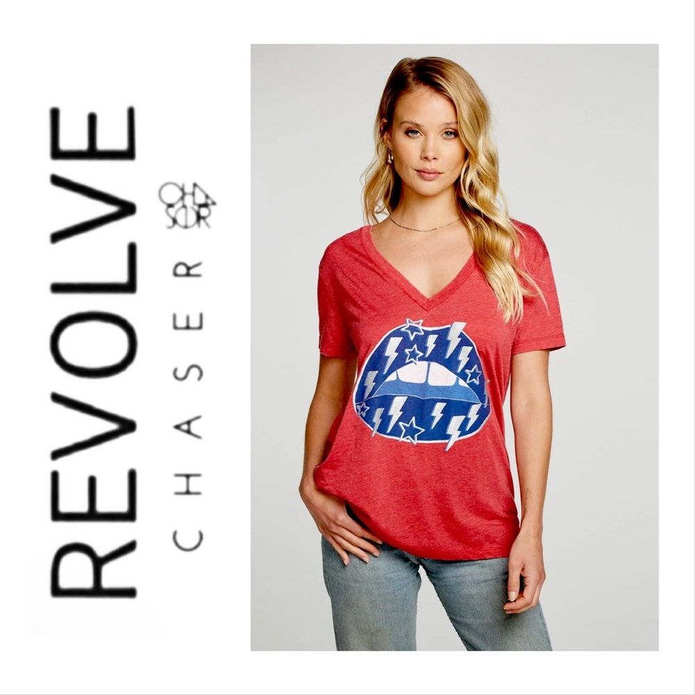 NWT Revolve x Chaser Star Lips Vintage Graphic Tee